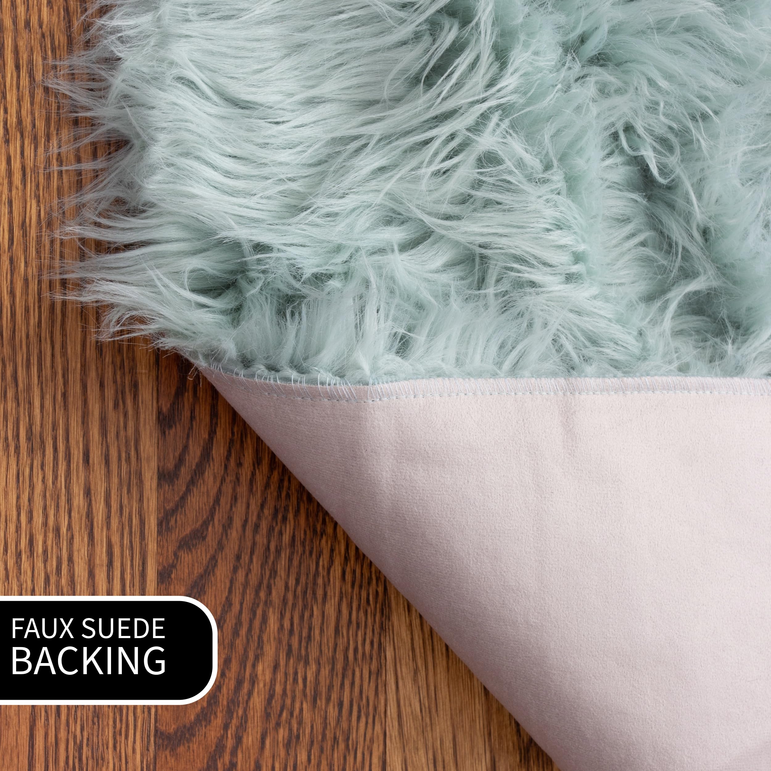 Teal Serene Faux Fur Solid Fake Sheepskin Rug