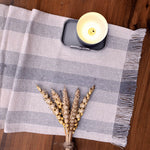 Ivory, Gray Table Runner Cotton Farmhouse Inspired