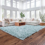 Teal Serene Faux Fur Solid Fake Sheepskin Rug