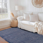 Navy Jute & Cotton Woven Rug - Simple Farmhouse Reversible Rug