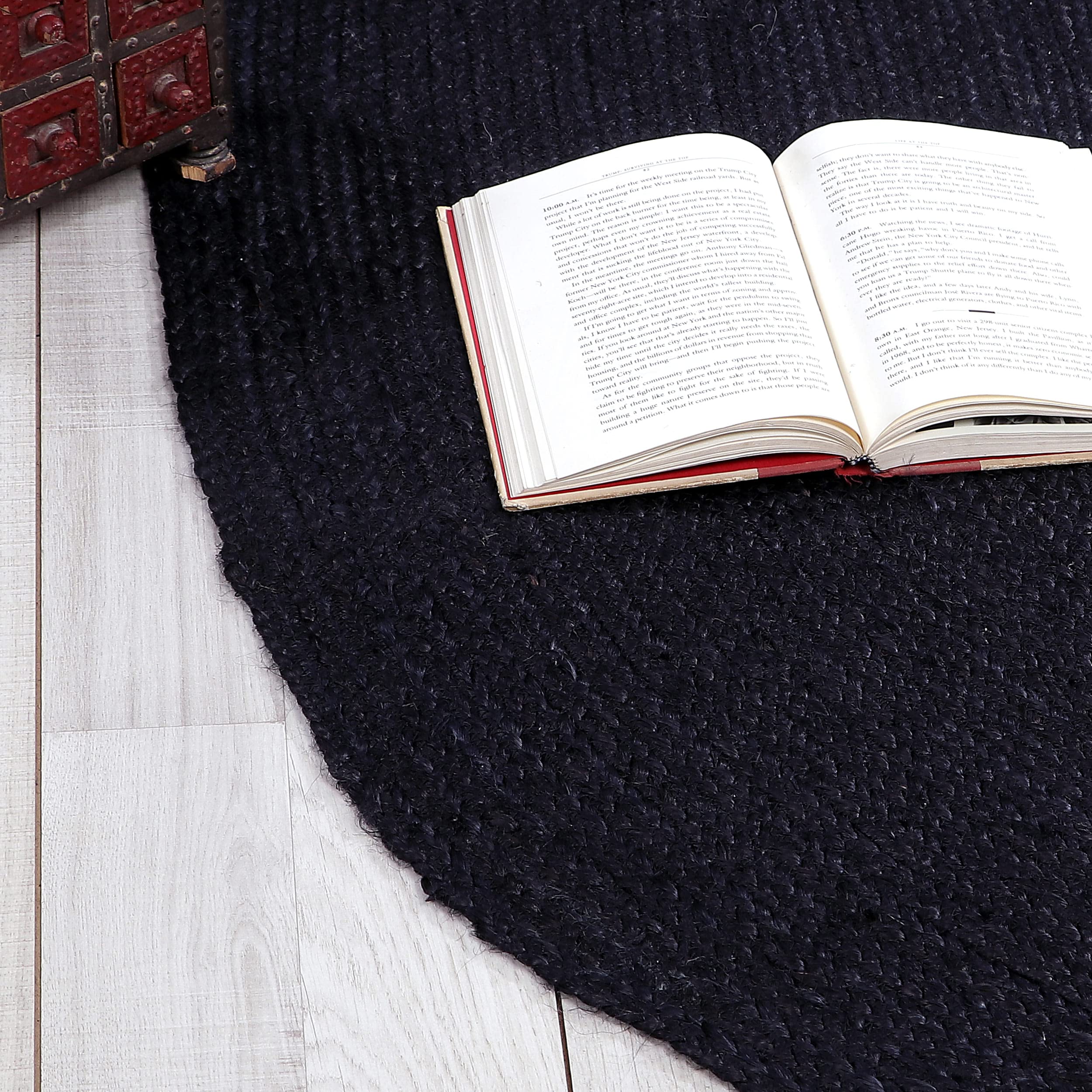 Black Jute Rug - Plant Based - Reversible Braided Eco-Friendly Rug