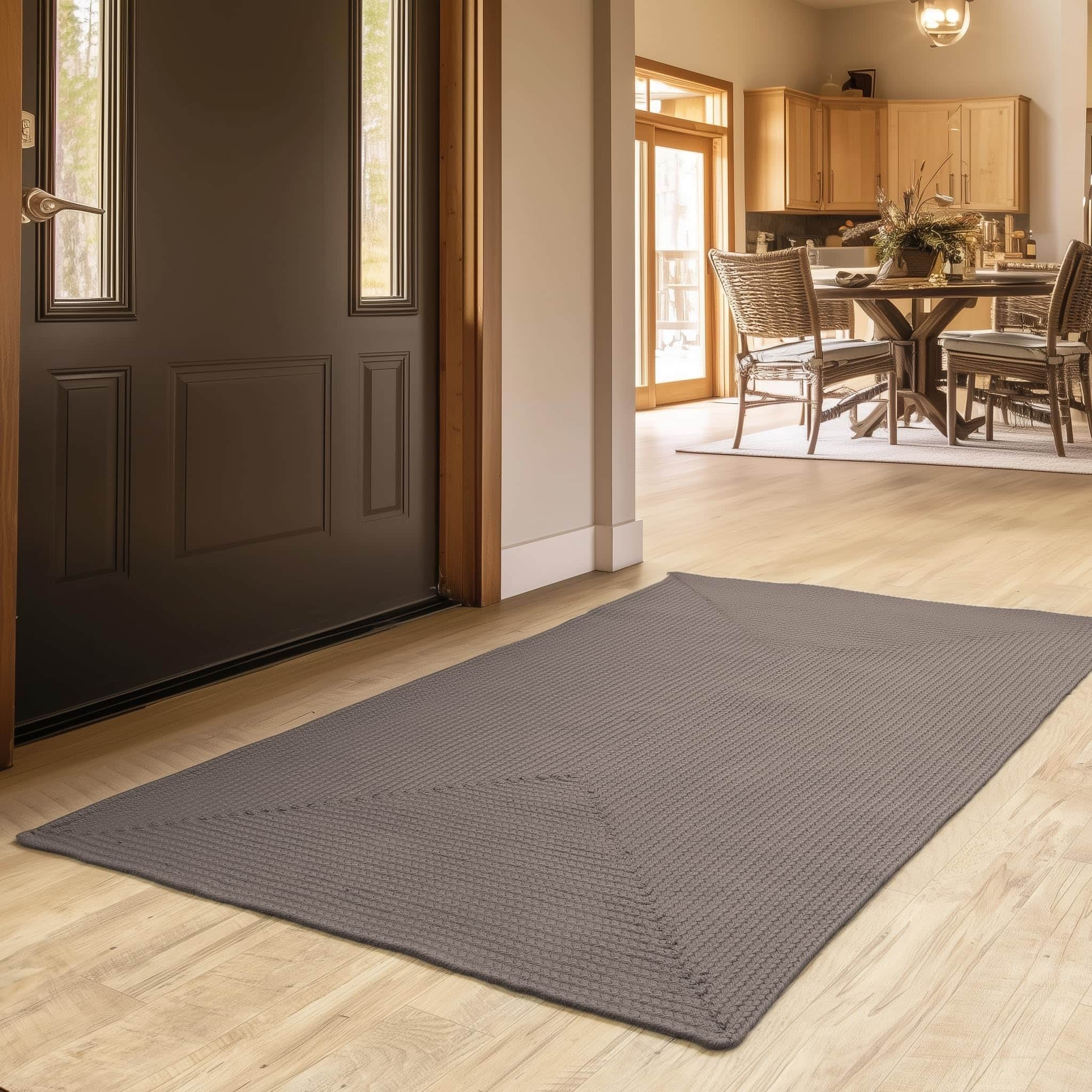 Charcoal Lichfield solid braided rug Rectangle 5' x 8'