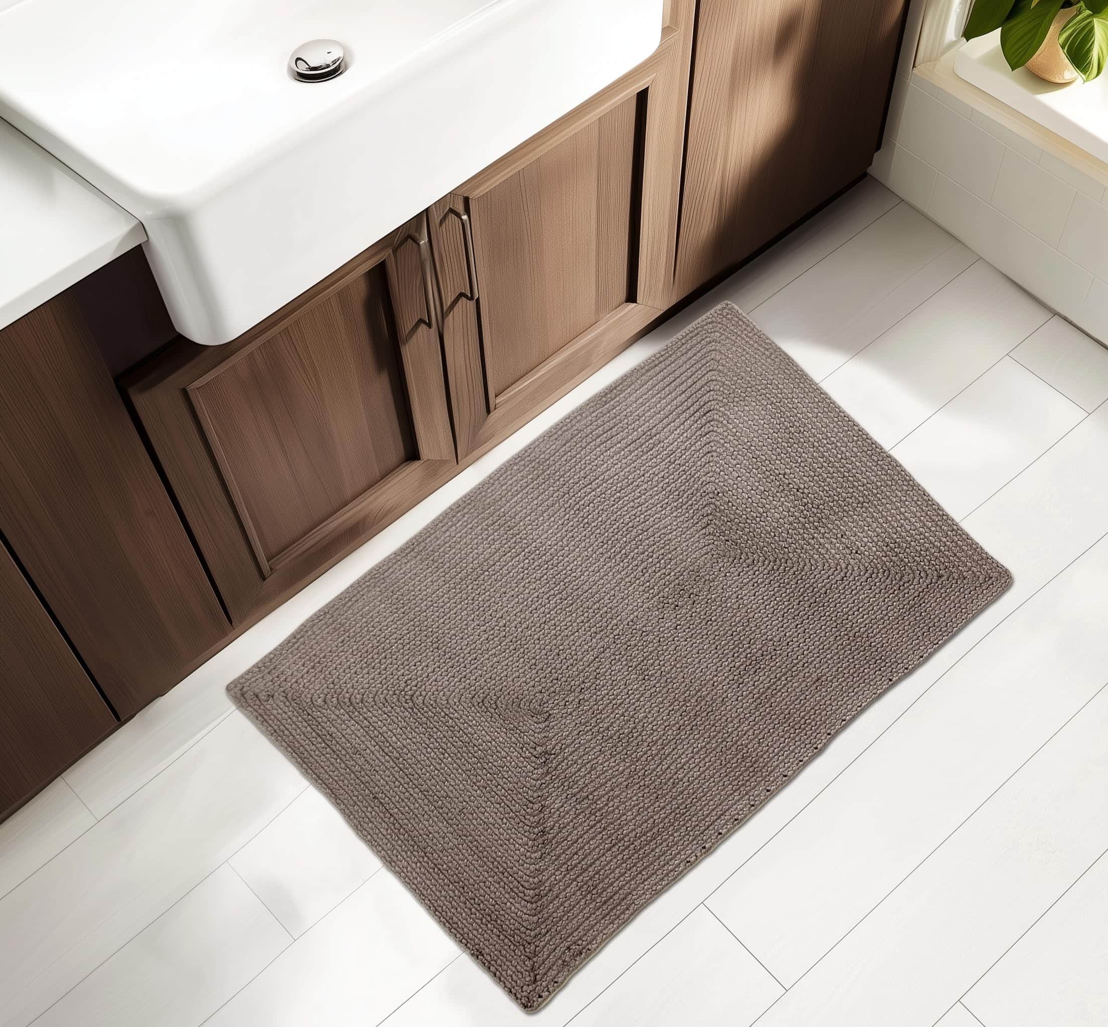 Charcoal Lichfield solid braided rug Rectangle 4' x 6'