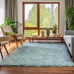 Teal Serene Faux Fur Solid Fake Sheepskin Rug