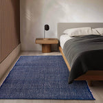 Navy Jute & Cotton Woven Rug - Simple Farmhouse Reversible Rug