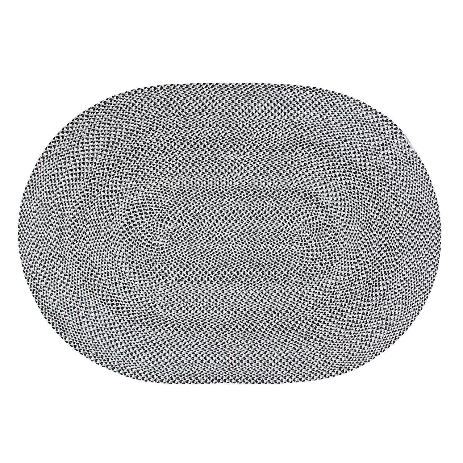 Black, White, Gray Tri-Color Soft Cotton Braided Rug
