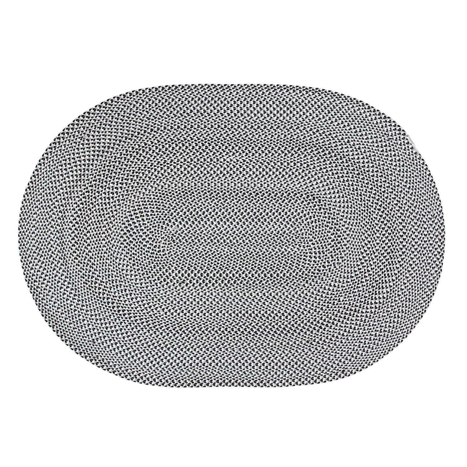 Black, White, Gray Tri-Color Soft Cotton Braided Rug