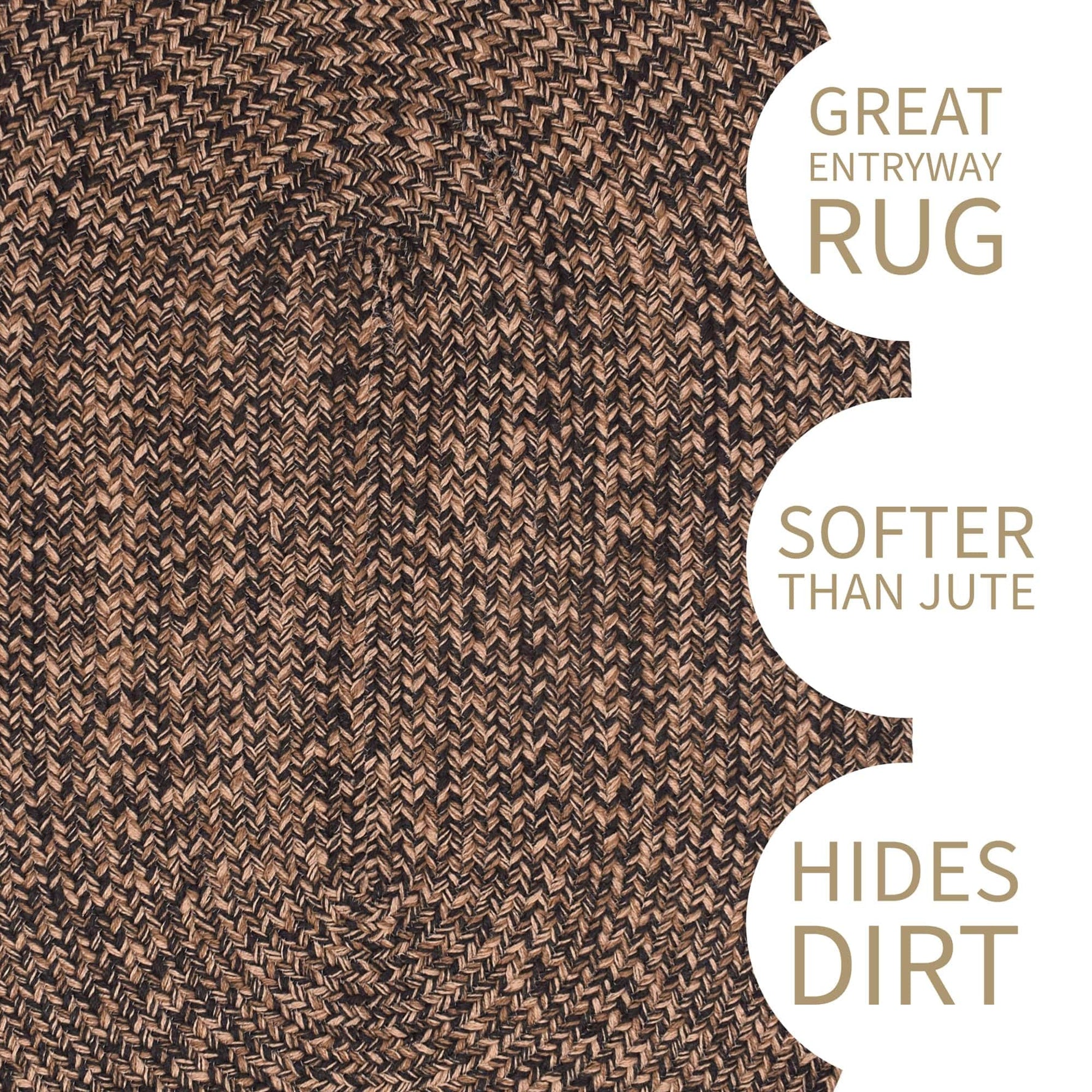 Black, Gold Indoour Outdoor Braided Kitchen Rug