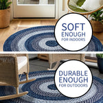 Teal, Black Indoor Outdoor Braided Rug for Patios, Porches and Kitchens - Bradford Collection