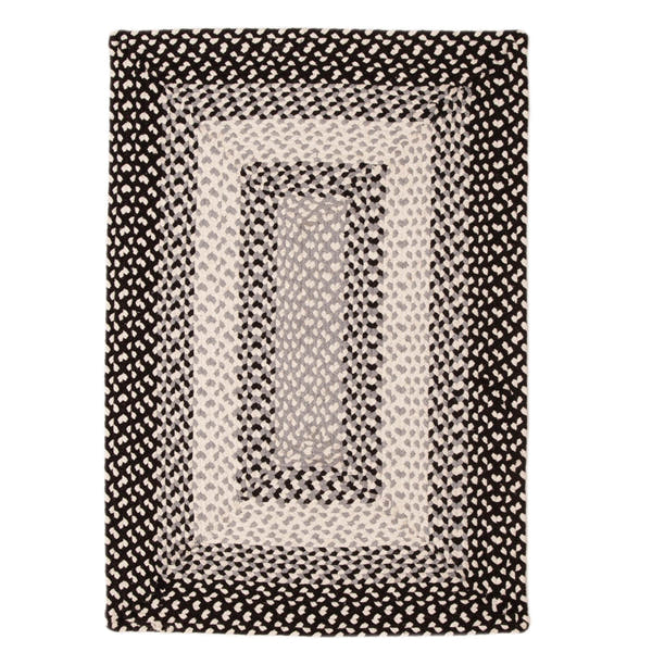 Black, Gray Braided Rug - Soft Cotton Bordered Area Rug for Rustic Farmhouses