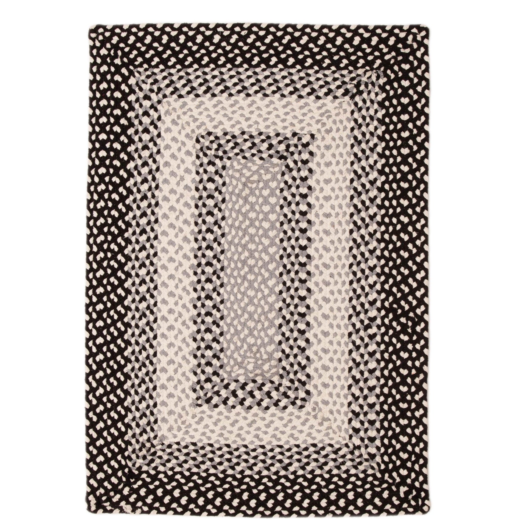 Black, Gray Braided Rug - Soft Cotton Bordered Area Rug for Rustic Farmhouses