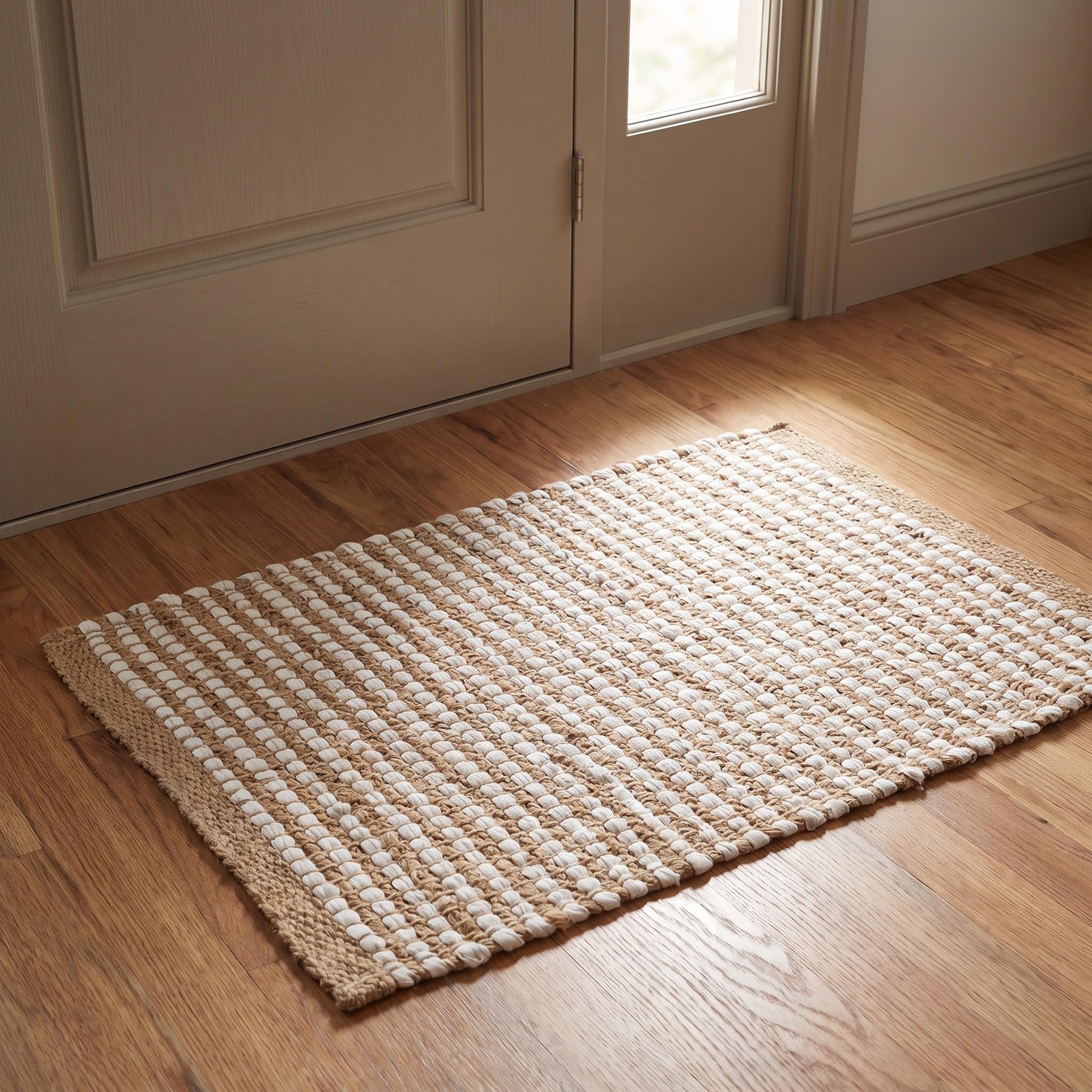 Natural Jute & Chindi Woven Rug - Terra JC02