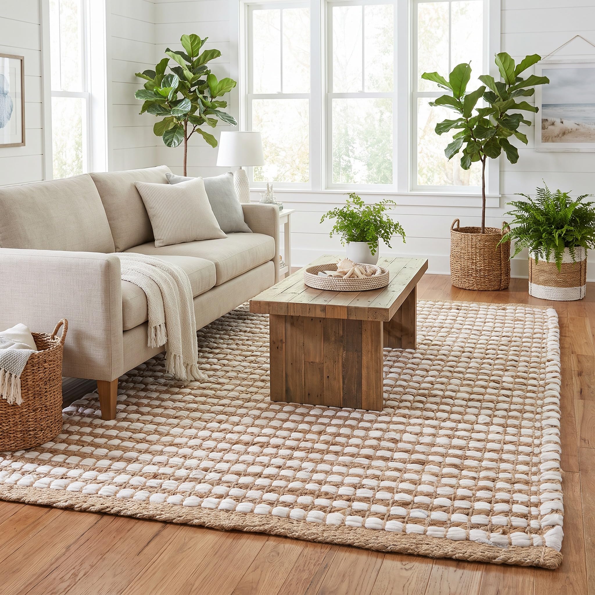 Natural Jute & Chindi Woven Rug - Terra JC02