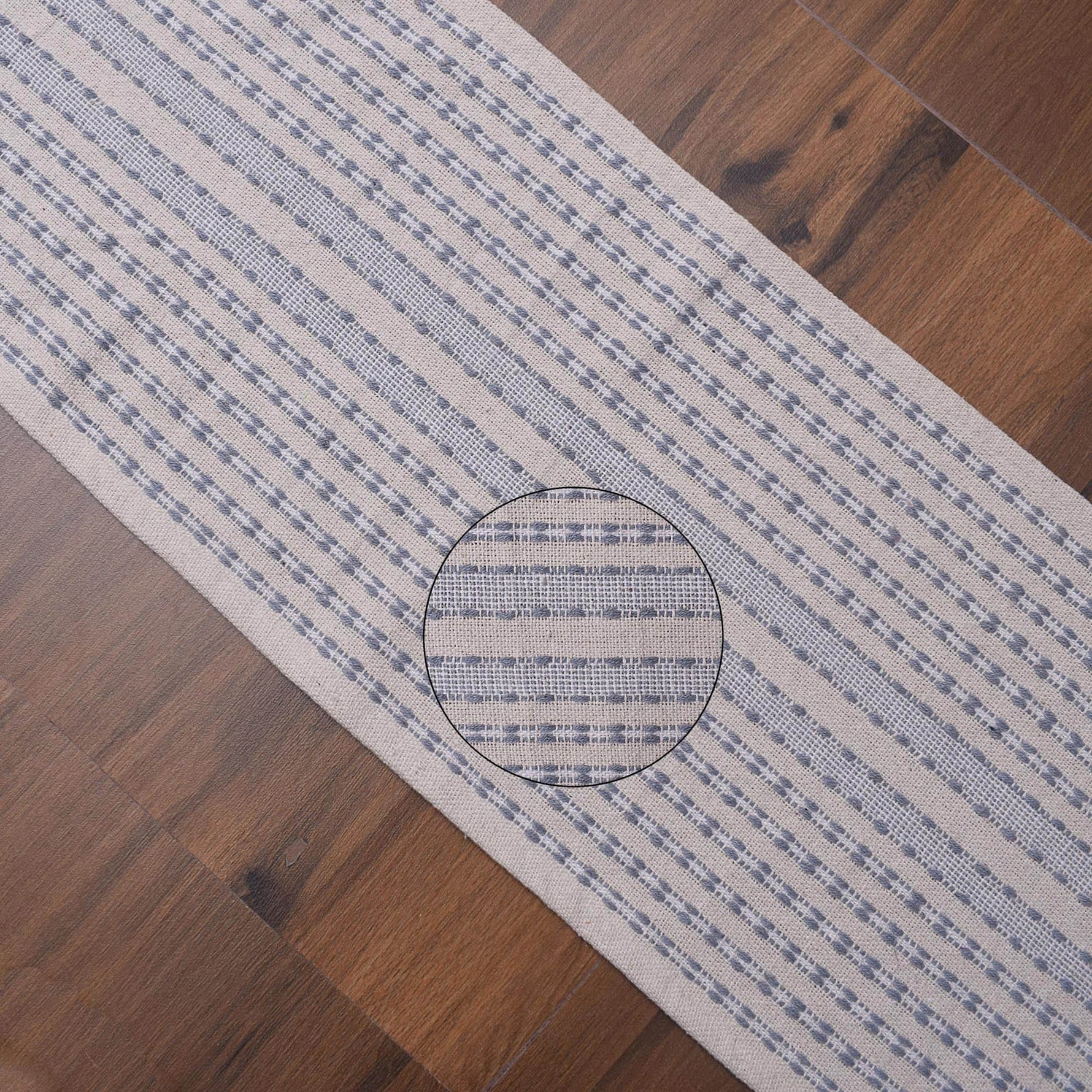 Ivory, Gray Table Runner Cotton Farmhouse Inspired
