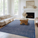 Navy Jute & Cotton Woven Rug - Simple Farmhouse Reversible Rug