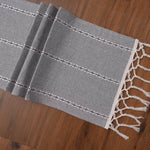 Ivory, Gray Table Runner Cotton Farmhouse Inspired