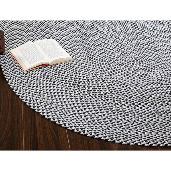 Black, White, Gray Tri-Color Soft Cotton Braided Rug