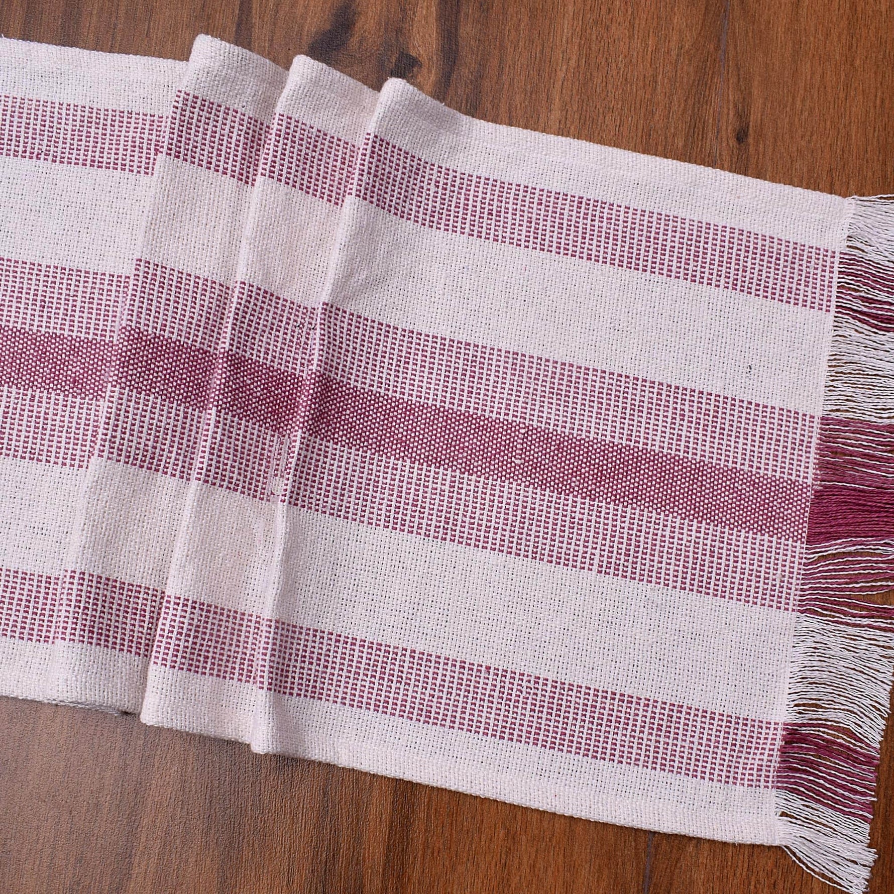 Ivory, Red Table Runner Cotton Farmhouse Inspired