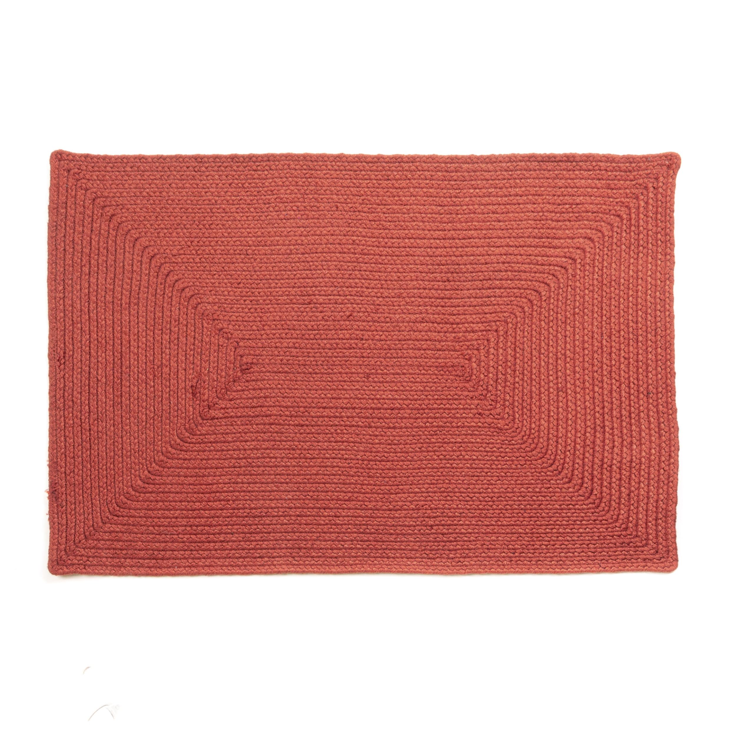 Colonial Red Reversible Indoor Outdoor Solid Braided Rug
