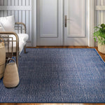 Navy Jute & Cotton Woven Rug - Simple Farmhouse Reversible Rug