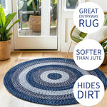 Teal, Black Indoor Outdoor Braided Rug for Patios, Porches and Kitchens - Bradford Collection