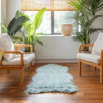 Teal Serene Faux Fur Solid Fake Sheepskin Rug