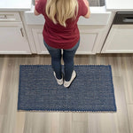Navy Jute & Cotton Woven Rug - Simple Farmhouse Reversible Rug