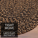 Black, Gold Indoour Outdoor Braided Kitchen Rug