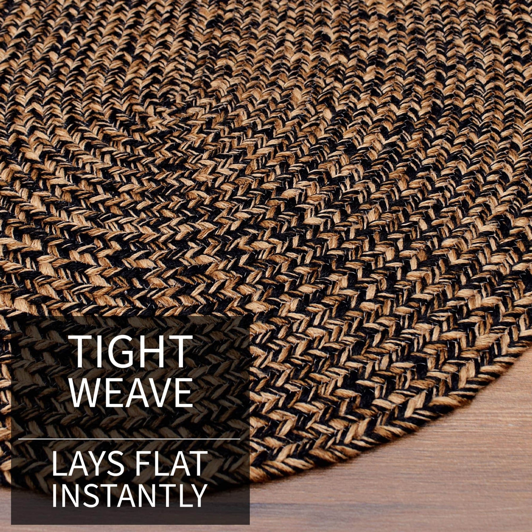 Black, Gold Indoour Outdoor Braided Kitchen Rug