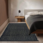 Black Jute & Cotton Woven Rug - Simple Farmhouse Reversible Rug