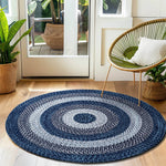 Teal, Black Indoor Outdoor Braided Rug for Patios, Porches and Kitchens - Bradford Collection