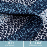 Teal, Black Indoor Outdoor Braided Rug for Patios, Porches and Kitchens - Bradford Collection