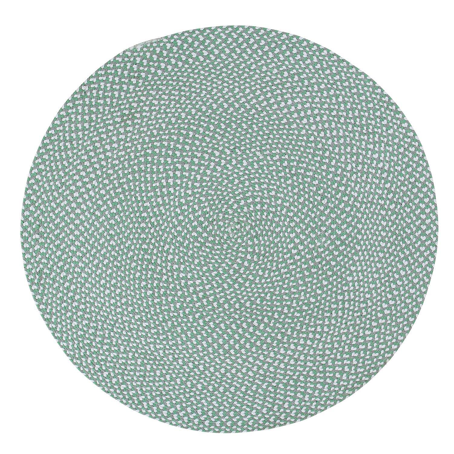 Green, White, Gray Tri-Color Soft Cotton Braided Rug