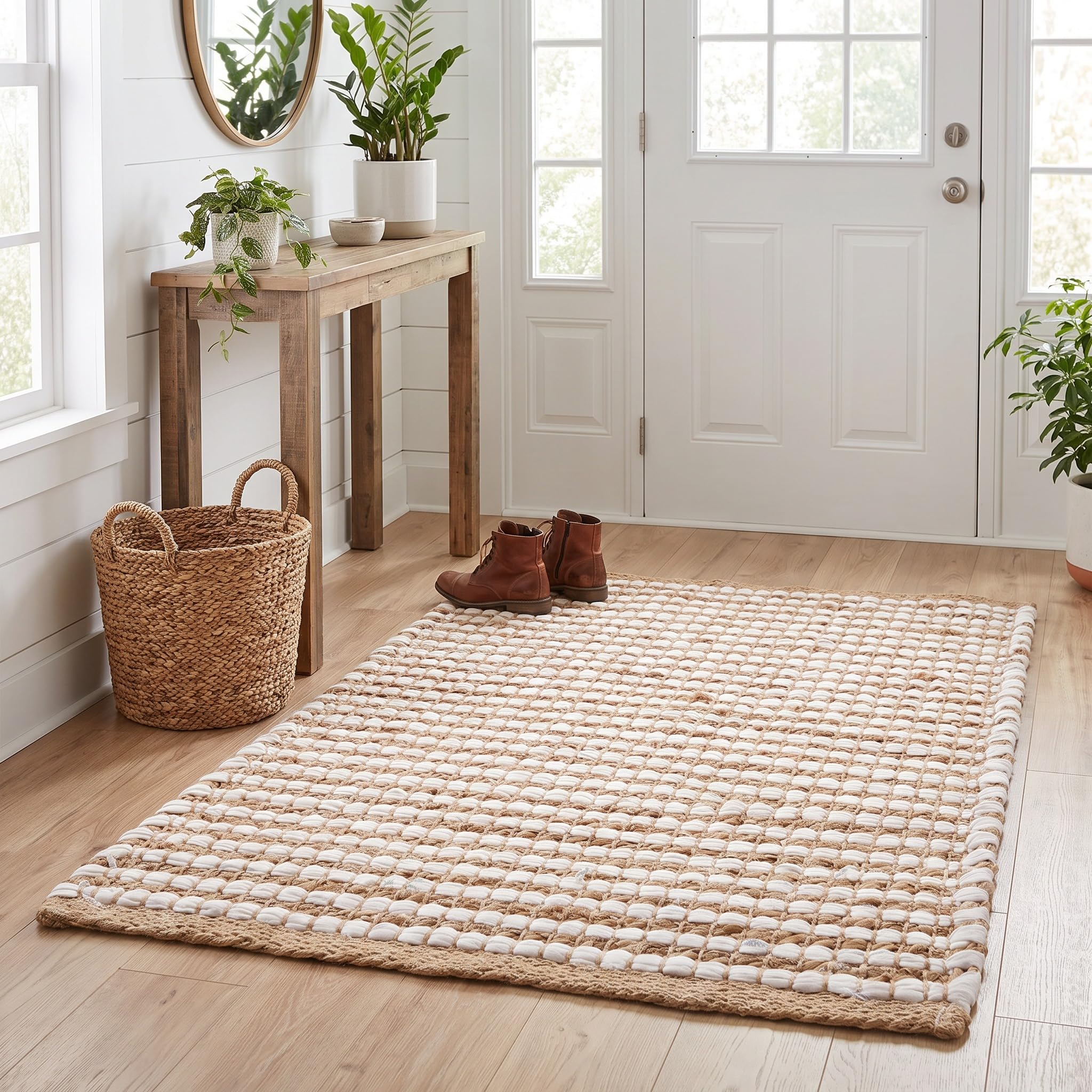 Natural Jute & Chindi Woven Rug - Terra JC02