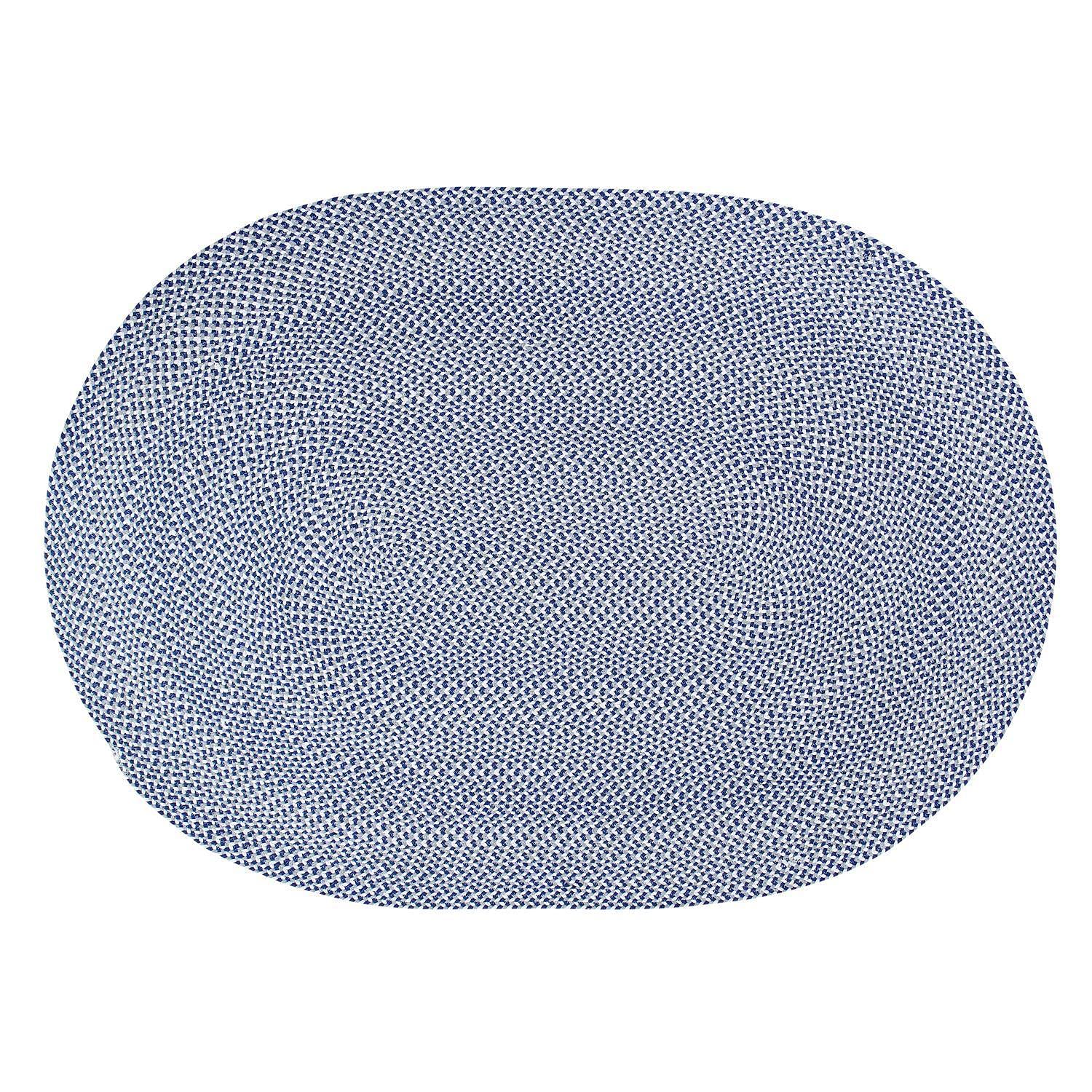 Blue, White, Gray Tri-Color Soft Cotton Braided Rug