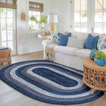 Teal, Black Indoor Outdoor Braided Rug for Patios, Porches and Kitchens - Bradford Collection