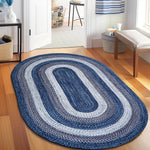 Teal, Black Indoor Outdoor Braided Rug for Patios, Porches and Kitchens - Bradford Collection