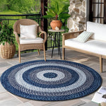 Teal, Black Indoor Outdoor Braided Rug for Patios, Porches and Kitchens - Bradford Collection