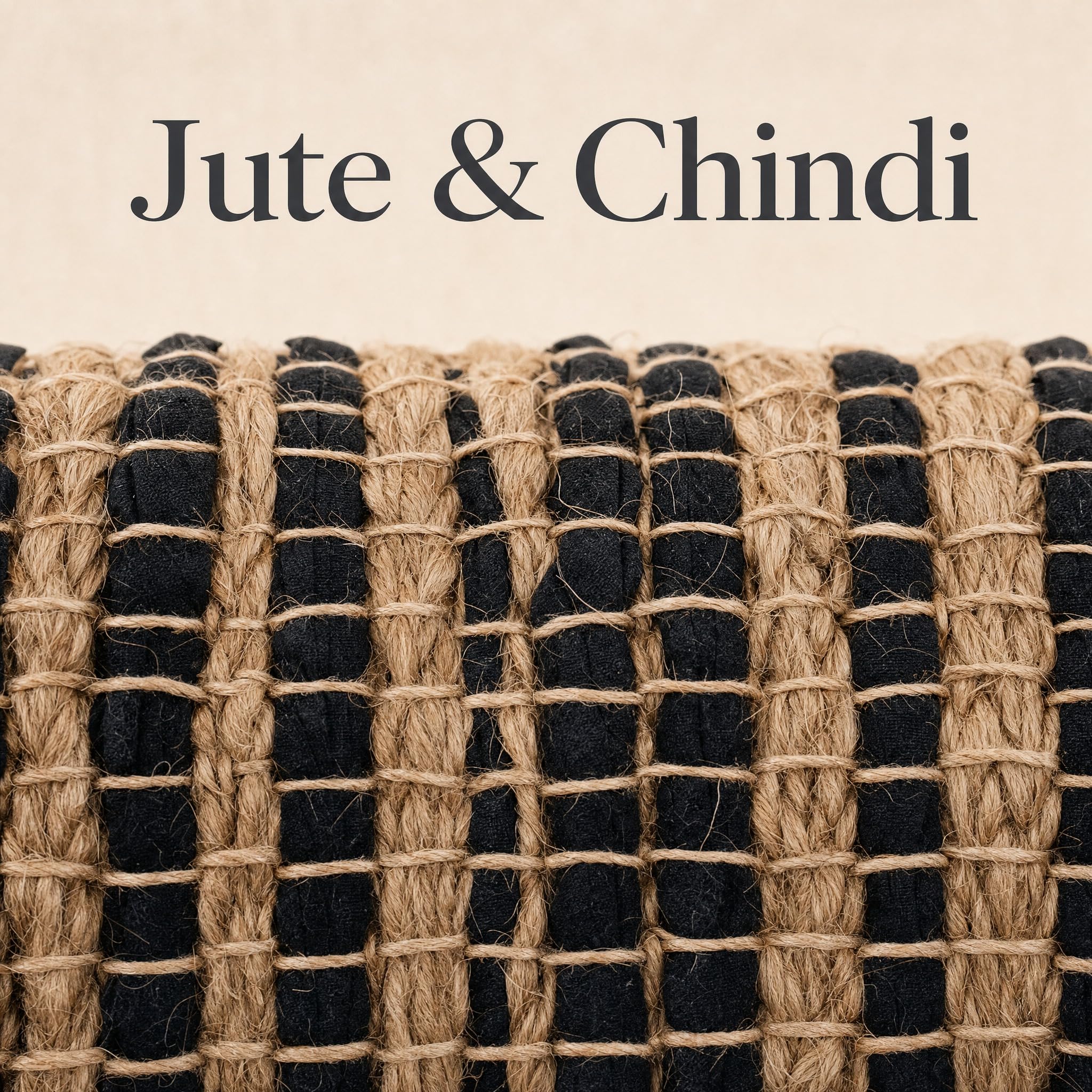 Black Jute & Chindi Woven Rug - Terra JC02