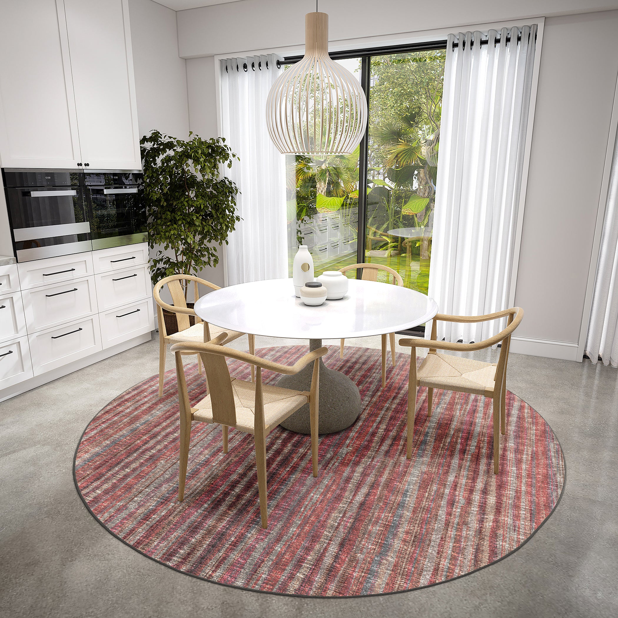 Indoor/Outdoor Transitional AA1 Blush Pink Rug 4' x 4' #shape_Round