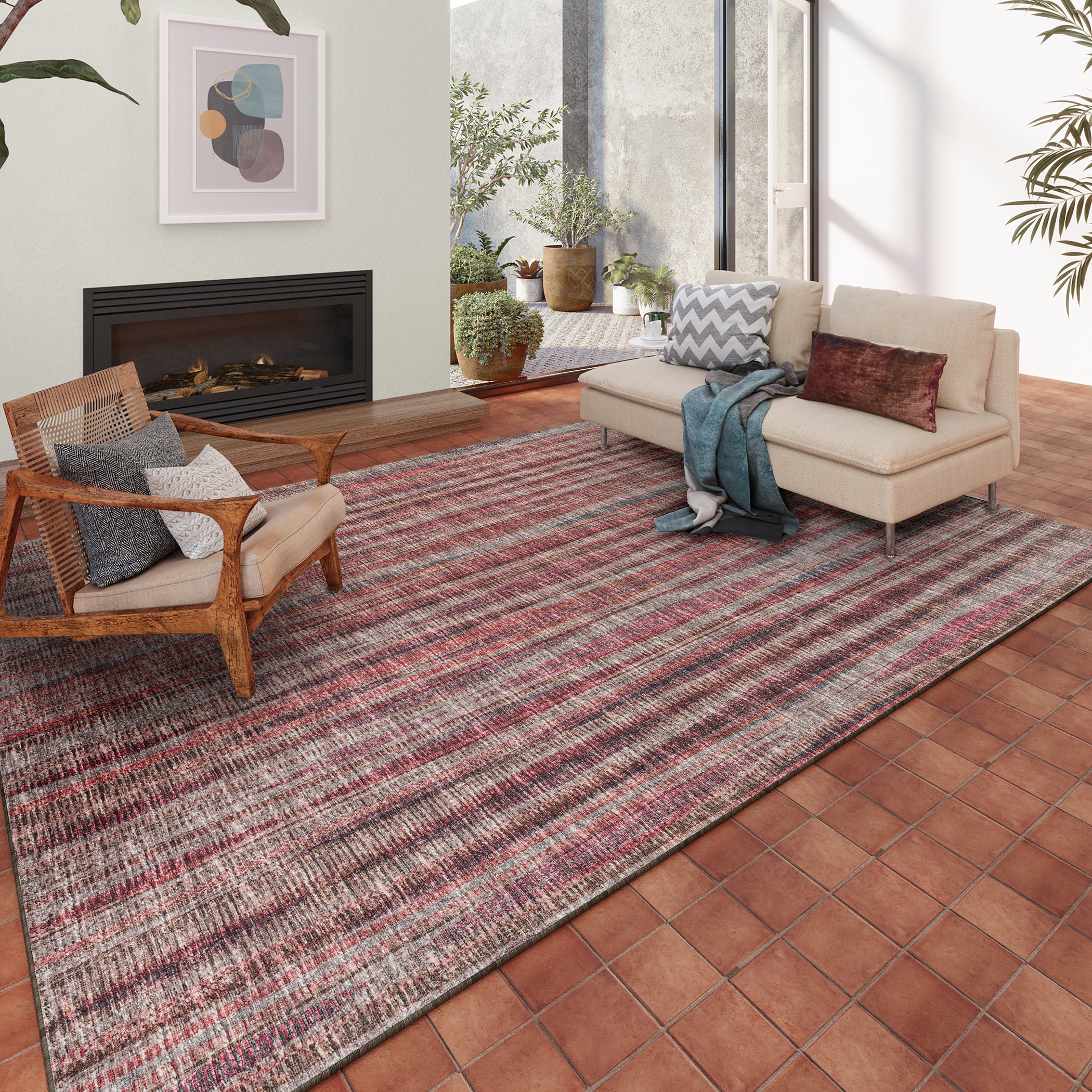 Indoor/Outdoor Transitional AA1 Blush Pink Rug 3' x 5' #shape_Rectangle