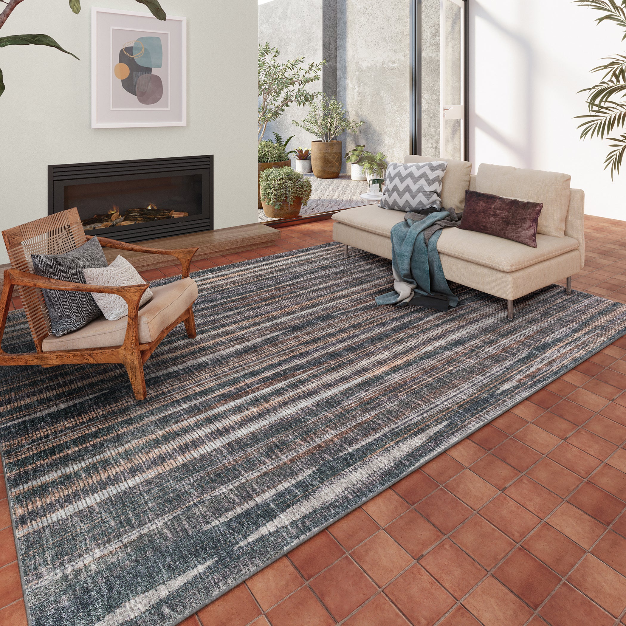 Indoor/Outdoor Transitional AA1 Fudge Brown Rug 3' x 5' #shape_Rectangle