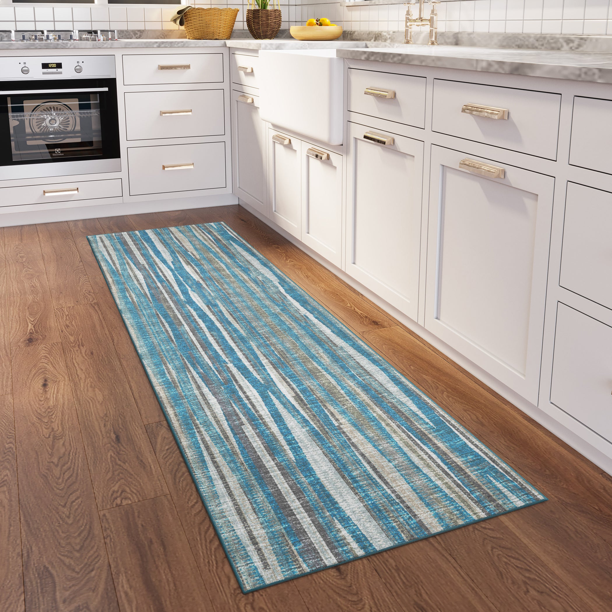 Indoor/Outdoor Transitional AA1 Sky Blue Rug 2'6" x 10' #shape_Runner