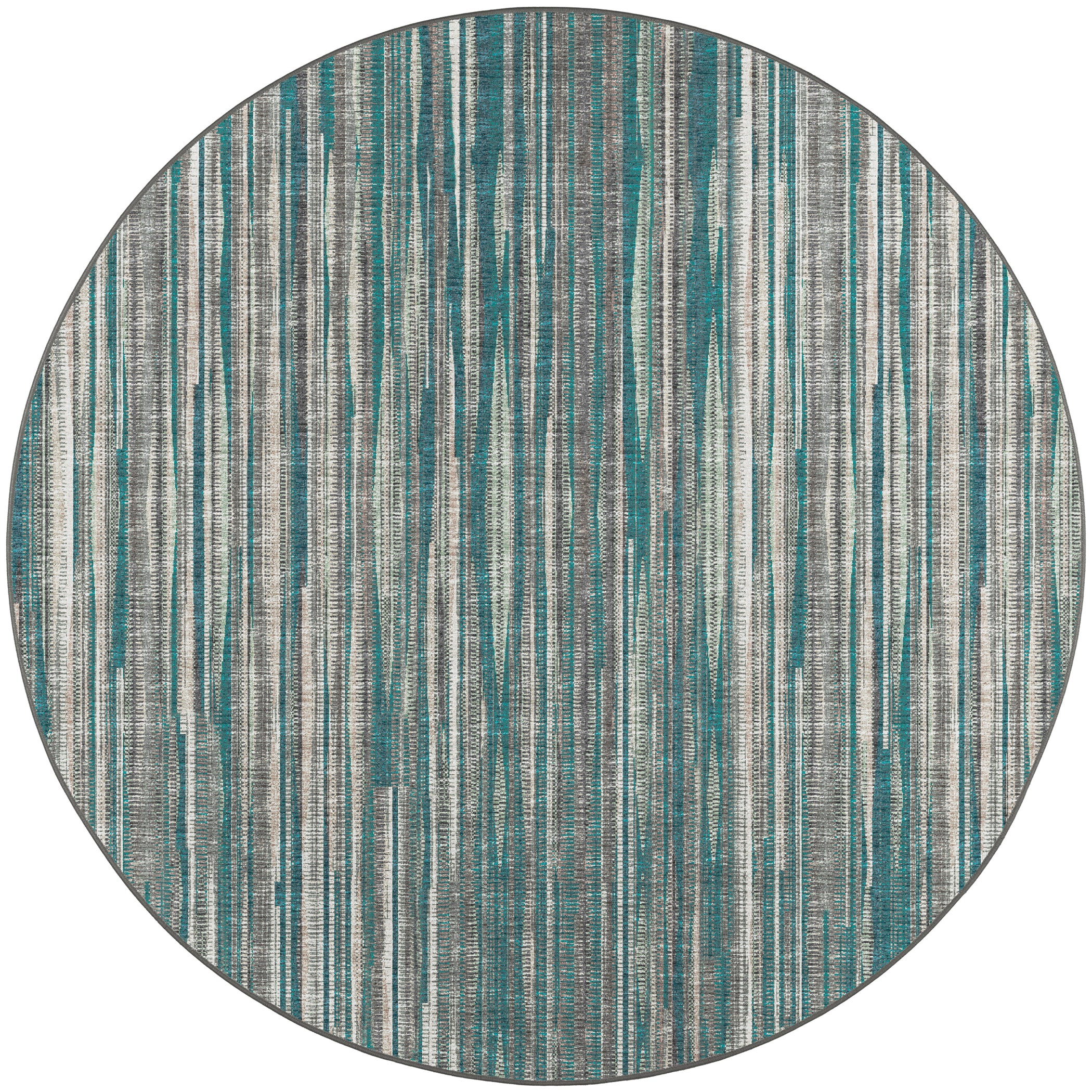 Indoor/Outdoor Transitional AA1 Teal Rug 4' x 4' #shape_Round