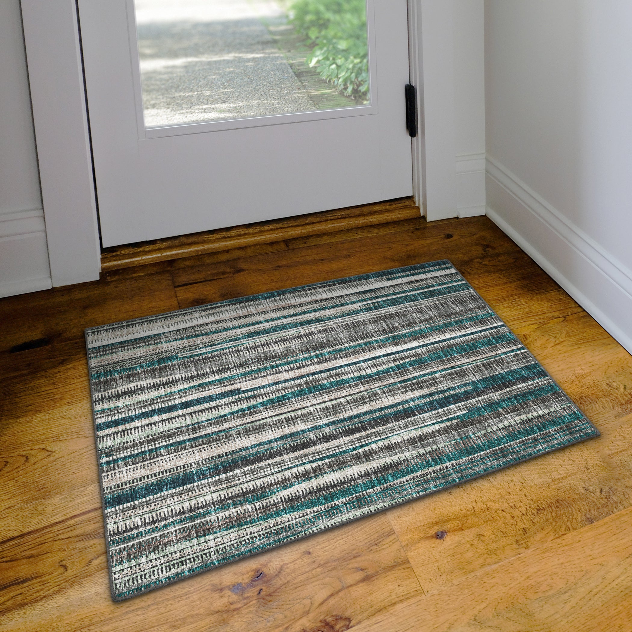 Indoor/Outdoor Transitional AA1 Teal Rug 2' x 3' #shape_Rectangle