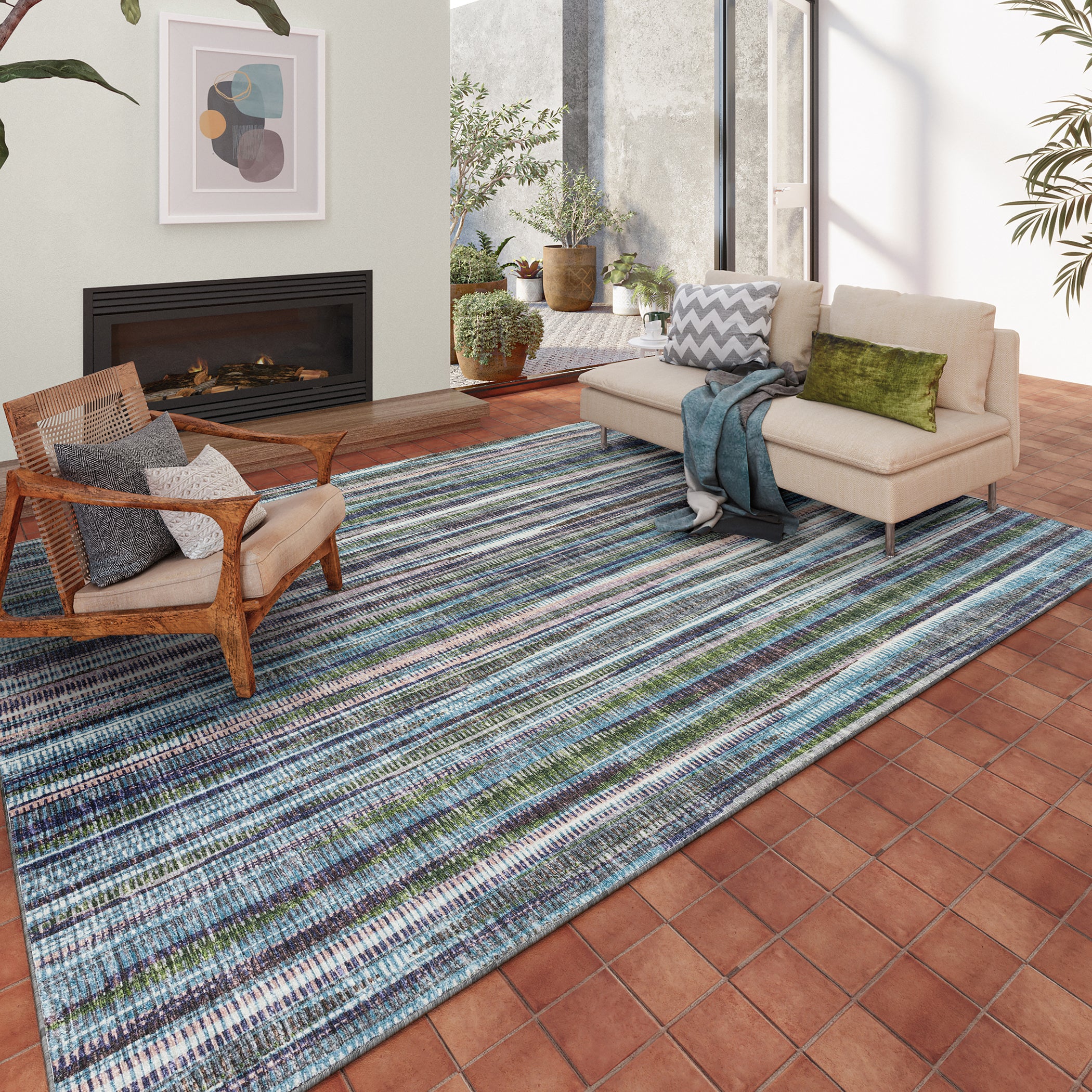 Indoor/Outdoor Transitional AA1 Violet Purple Rug 3' x 5' #shape_Rectangle