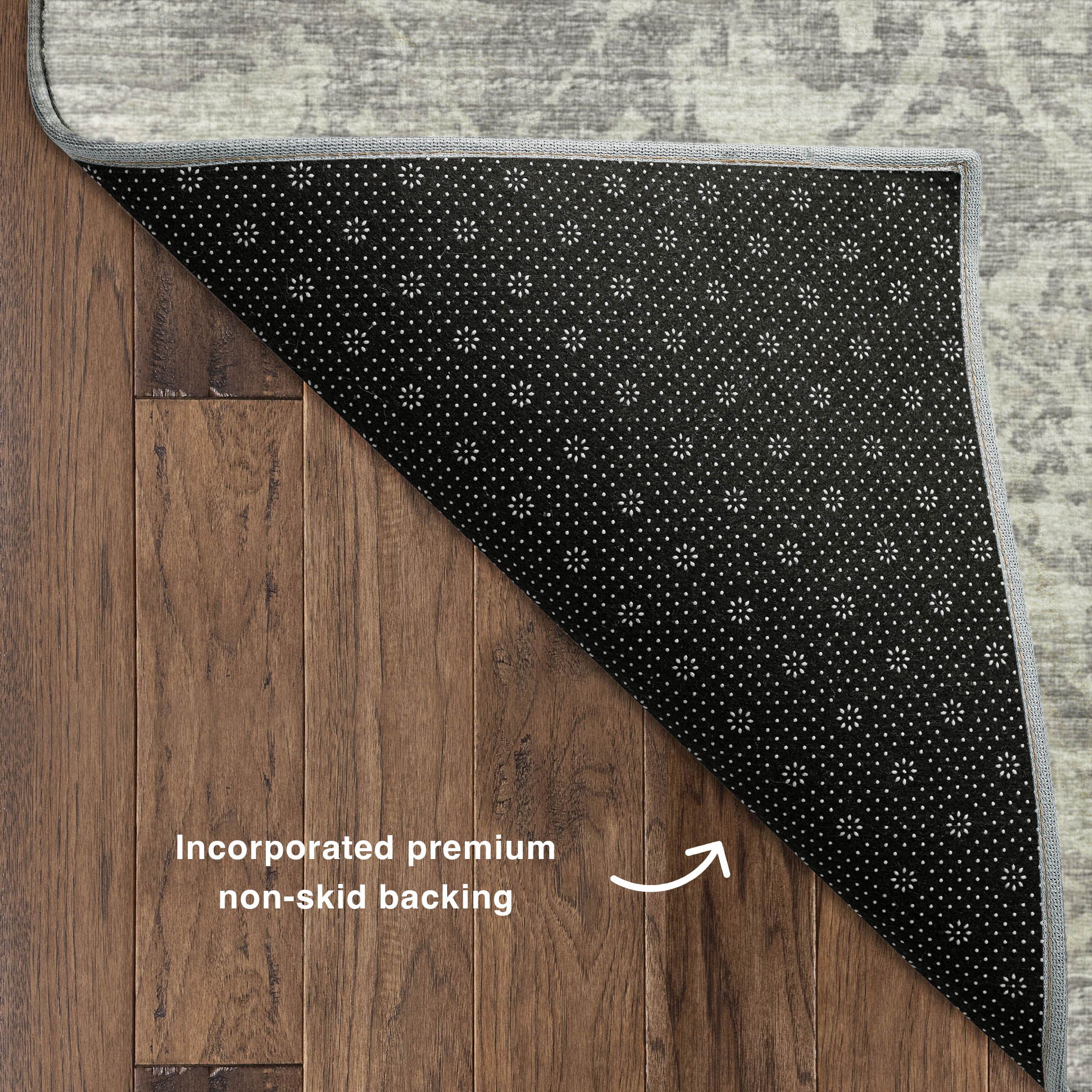 Luxury Machine Washable Indoor/Outdoor Traditional AB1 Flannel Gray Rug 1'8" x 2'6" #shape_Rectangle