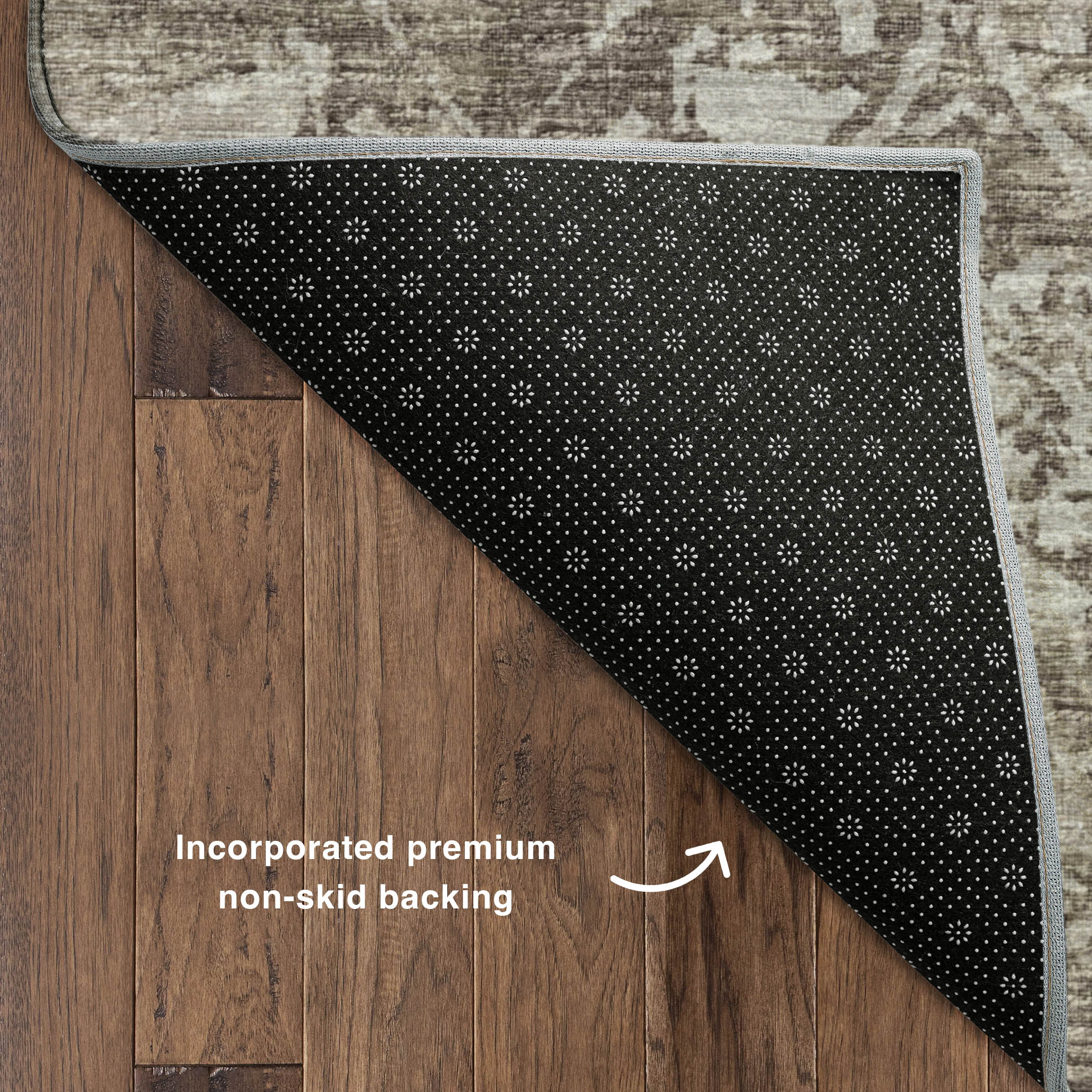 Luxury Machine Washable Indoor/Outdoor Traditional AB1 Fudge Brown Rug 1'8" x 2'6" #shape_Rectangle