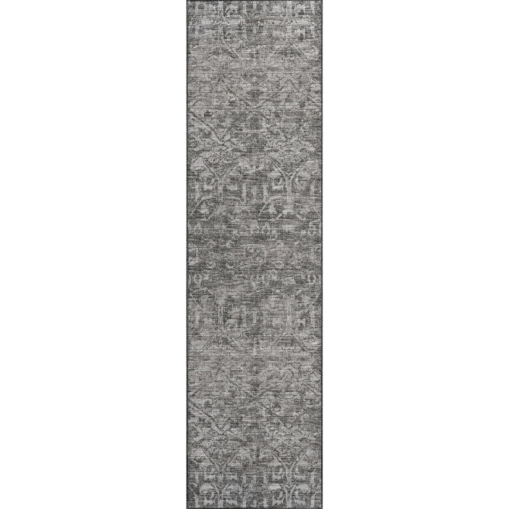 Luxury Machine Washable Indoor/Outdoor Traditional AB1 Graphite Gray Rug 2'3" x 7'6" #shape_Rectangle