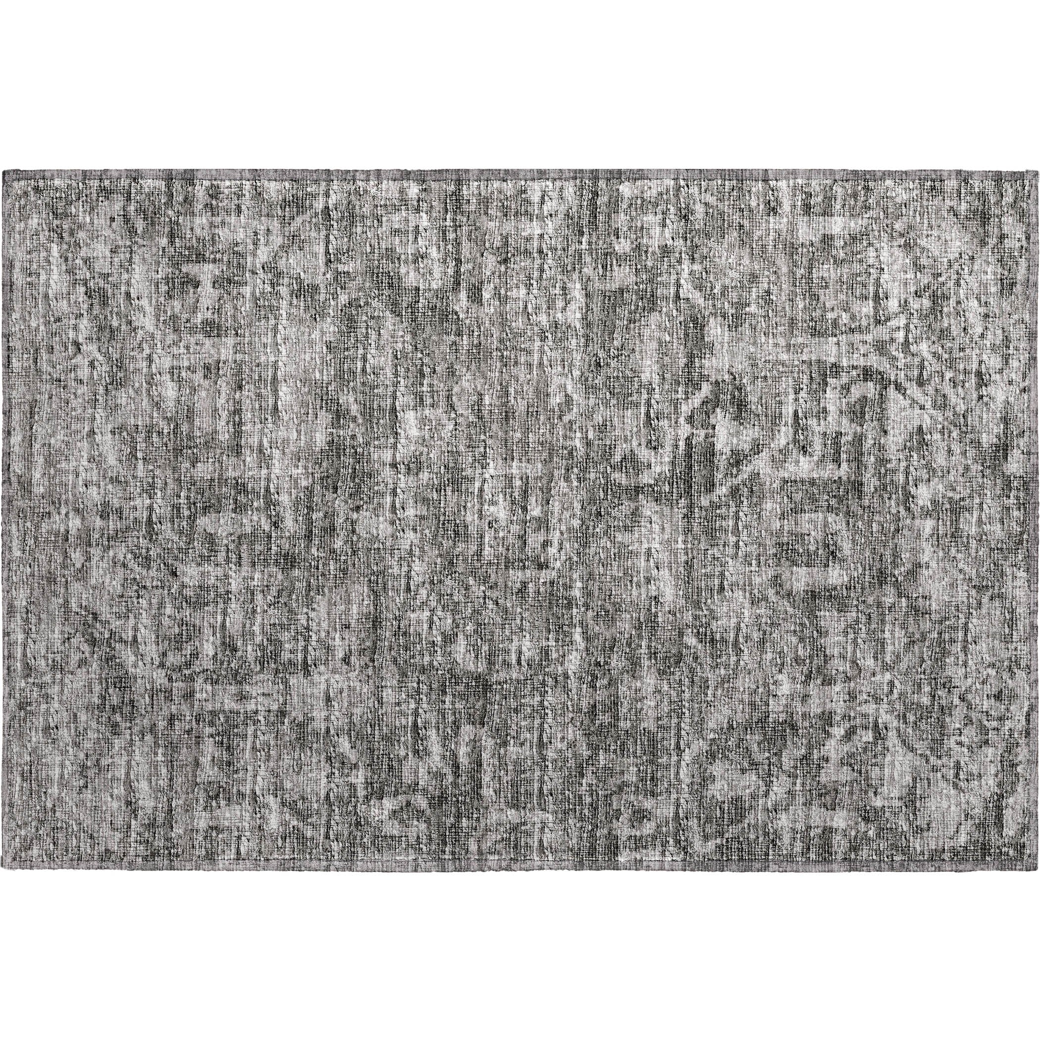 Luxury Machine Washable Indoor/Outdoor Traditional AB1 Graphite Gray Rug 1'8" x 2'6" #shape_Rectangle
